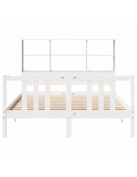 Letto Libreria senza Materasso Bianco 160x200 cm Legno di Pino