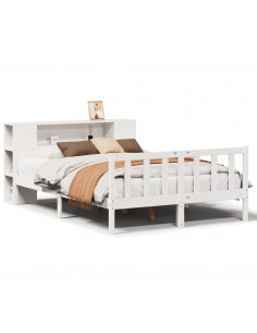 Letto Libreria senza Materasso Bianco 150x200 cm Legno di Pino
