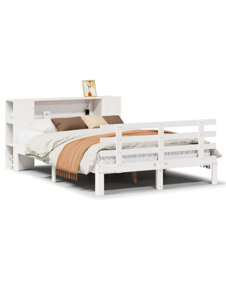 Letto Libreria senza Materasso Bianco 150x200 cm Legno di Pino