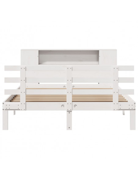 Letto Libreria senza Materasso Bianco 150x200 cm Legno di Pino