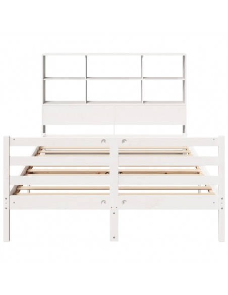 Letto Libreria senza Materasso Bianco 160x200 cm Legno di Pino