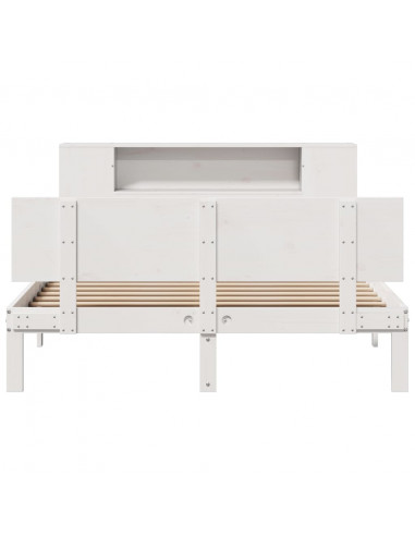 Letto Libreria senza Materasso Bianco 150x200 cm Legno di Pino