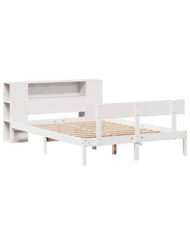 Letto Libreria senza Materasso Bianco 150x200 cm Legno di Pino