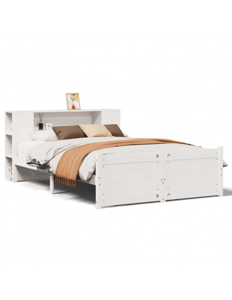 Letto Libreria senza Materasso Bianco 150x200 cm Legno di Pino