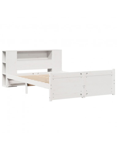 Letto Libreria senza Materasso Bianco 150x200 cm Legno di Pino