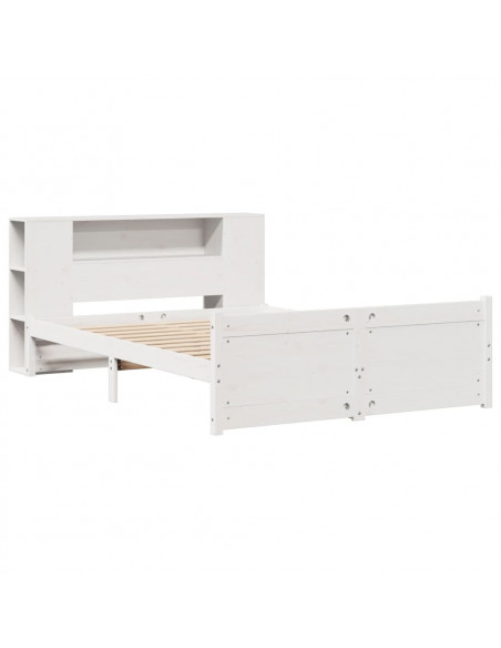 Letto Libreria senza Materasso Bianco 150x200 cm Legno di Pino