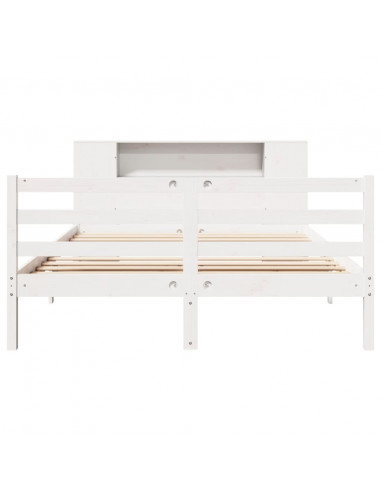 Letto Libreria senza Materasso Bianco 150x200 cm Legno di Pino