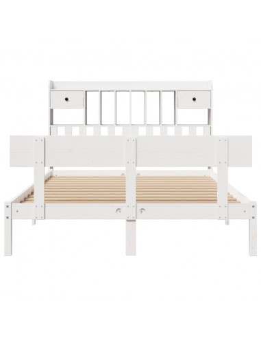 Letto Libreria senza Materasso Bianco 150x200 cm Legno di Pino