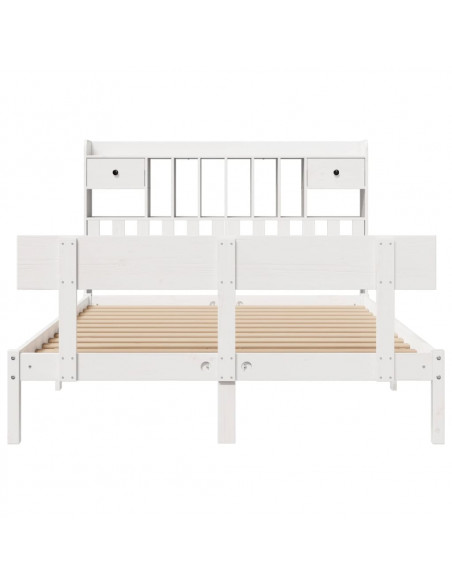 Letto Libreria senza Materasso Bianco 150x200 cm Legno di Pino