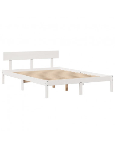 Letto Libreria senza Materasso Bianco 150x200 cm Legno di Pino