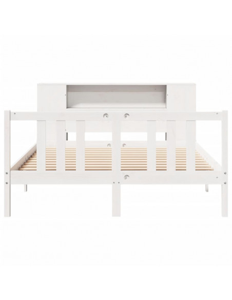 Letto Libreria senza Materasso Bianco 160x200 cm Legno di Pino