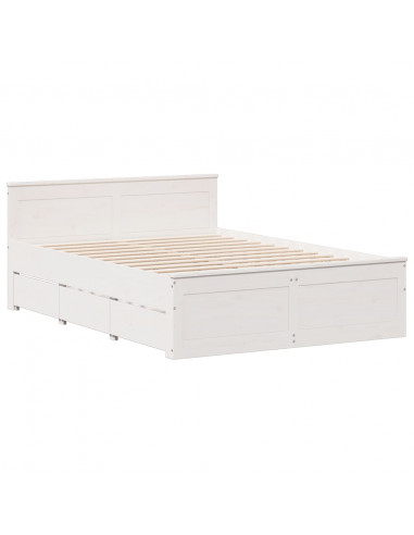 Letto Libreria senza Materasso Bianco 150x200 cm Legno di Pino