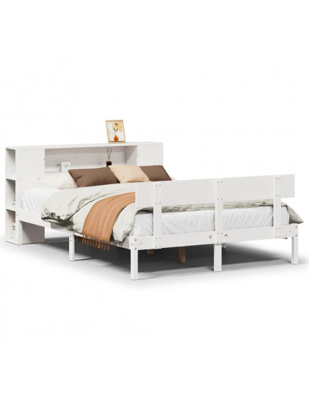 Letto Libreria senza Materasso Bianco 160x200 cm Legno di Pino