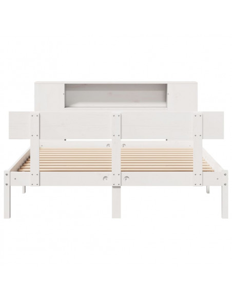 Letto Libreria senza Materasso Bianco 160x200 cm Legno di Pino