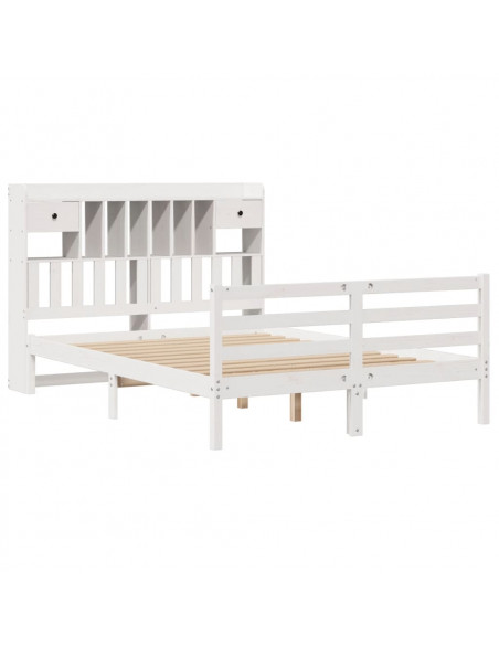 Letto Libreria senza Materasso Bianco 150x200 cm Legno di Pino