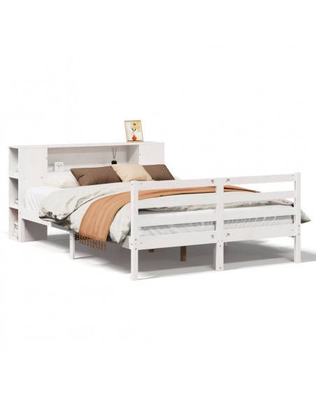 Letto Libreria senza Materasso Bianco 160x200 cm Legno di Pino