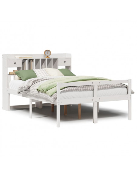 Letto Libreria senza Materasso Bianco 150x200 cm Legno di Pino