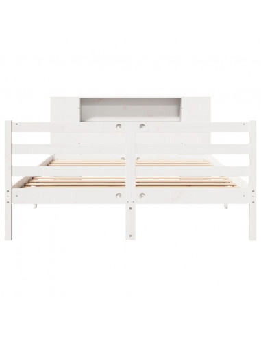 Letto Libreria senza Materasso Bianco 160x200 cm Legno di Pino