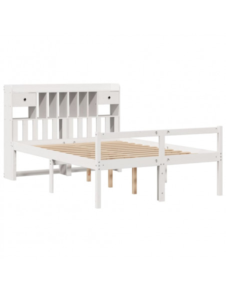 Letto Libreria senza Materasso Bianco 150x200 cm Legno di Pino