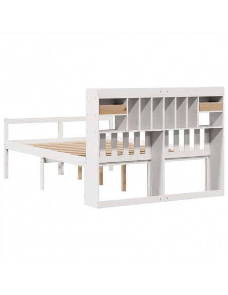 Letto Libreria senza Materasso Bianco 150x200 cm Legno di Pino