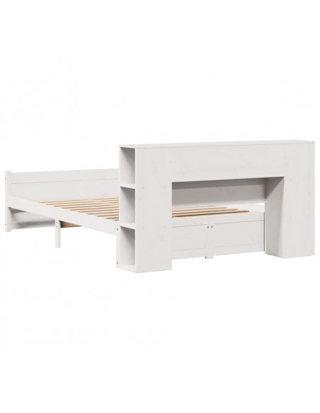 Letto Libreria senza Materasso Bianco 160x200 cm Legno di Pino