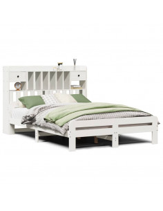 Letto Libreria senza Materasso Bianco 160x200 cm Legno di Pino