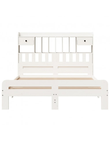 Letto Libreria senza Materasso Bianco 160x200 cm Legno di Pino