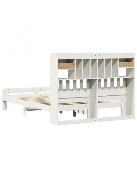 Letto Libreria senza Materasso Bianco 160x200 cm Legno di Pino
