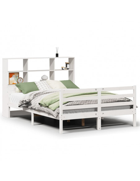 Letto Libreria senza Materasso Bianco 160x200 cm Legno di Pino