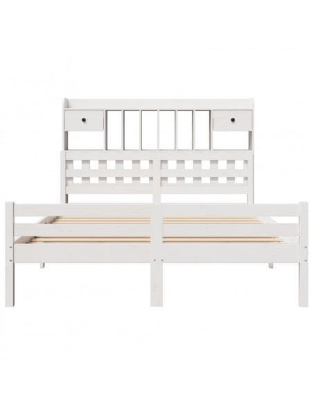 Letto Libreria senza Materasso Bianco 160x200 cm Legno di Pino