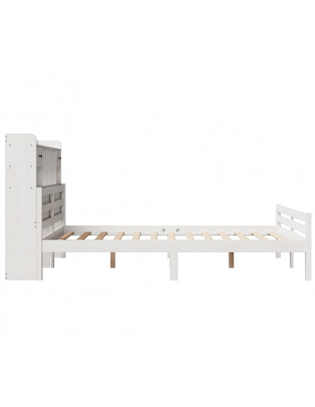 Letto Libreria senza Materasso Bianco 160x200 cm Legno di Pino