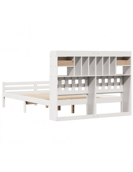 Letto Libreria senza Materasso Bianco 160x200 cm Legno di Pino