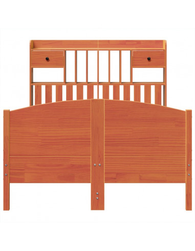 Letto Libreria senza Materasso Marrone Cera 135x190 cm in Pino