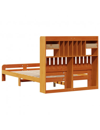 Letto Libreria senza Materasso Marrone Cera 135x190 cm in Pino