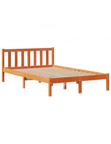 Letto Libreria senza Materasso Marrone Cera 135x190 cm in Pino