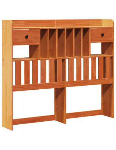 Letto Libreria senza Materasso Marrone Cera 135x190 cm in Pino