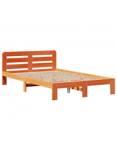 Letto Libreria senza Materasso Marrone Cera 135x190 cm in Pino