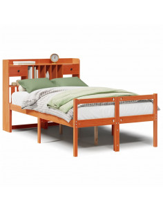 Letto Libreria senza Materasso Marrone Cera 135x190 cm in Pino