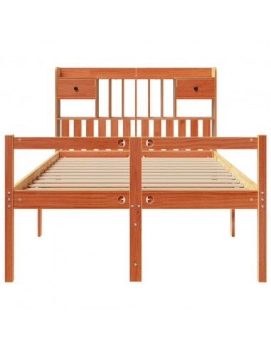 Letto Libreria senza Materasso Marrone Cera 135x190 cm in Pino