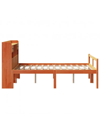 Letto Libreria senza Materasso Marrone Cera 135x190 cm in Pino