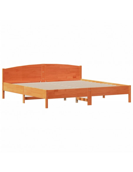 Letto Libreria senza Materasso Marrone Cera 180x200 cm in Pino