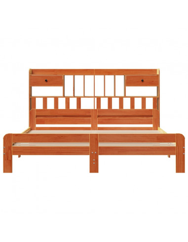 Letto Libreria senza Materasso Marrone Cera 180x200 cm in Pino