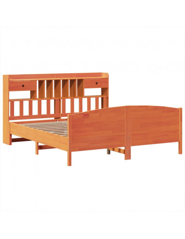 Letto Libreria senza Materasso Marrone Cera 180x200 cm in Pino