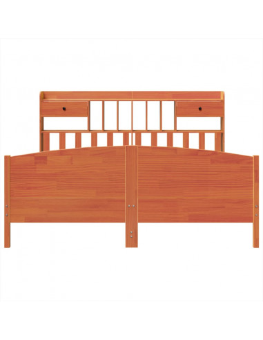 Letto Libreria senza Materasso Marrone Cera 180x200 cm in Pino