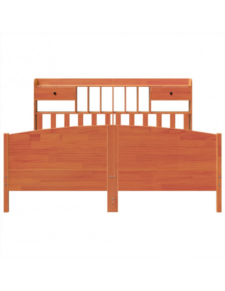 Letto Libreria senza Materasso Marrone Cera 180x200 cm in Pino