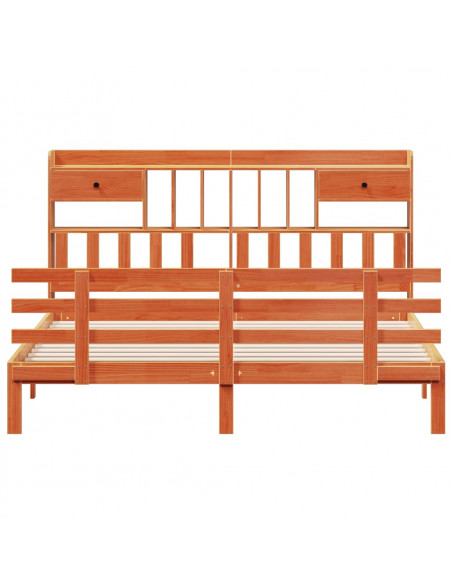 Letto Libreria senza Materasso Marrone Cera 180x200 cm in Pino