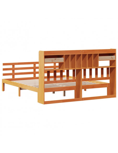 Letto Libreria senza Materasso Marrone Cera 180x200 cm in Pino