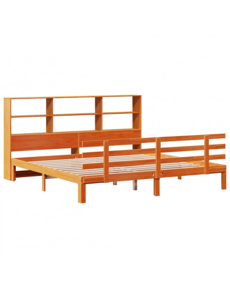 Letto Libreria senza Materasso Marrone Cera 180x200 cm in Pino