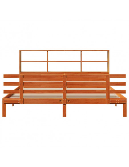 Letto Libreria senza Materasso Marrone Cera 180x200 cm in Pino