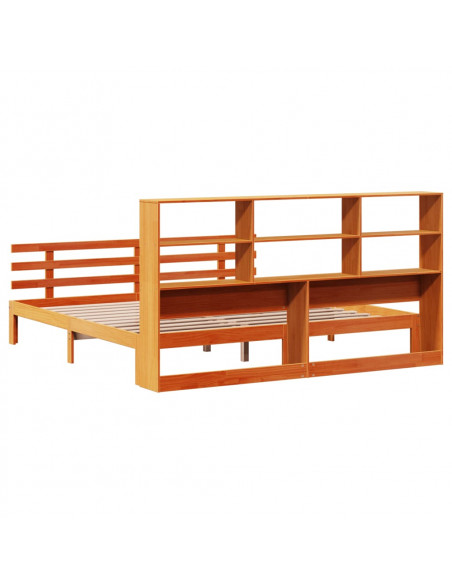 Letto Libreria senza Materasso Marrone Cera 180x200 cm in Pino
